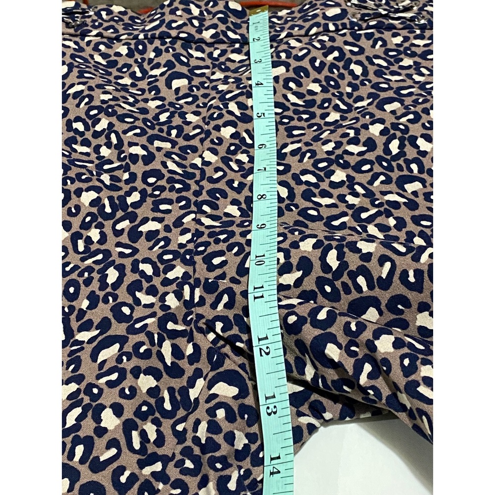 Rafaella Leopard Print Crop Pants Womens 18 Brown Navy Blue Stretch Waist Chic - Picture 9 of 10